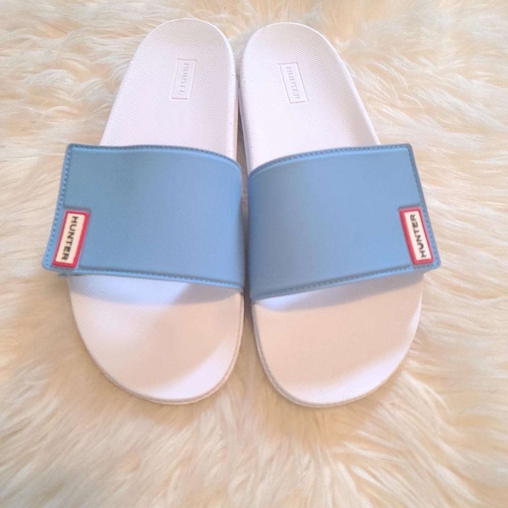 Hunter sandals white and blue size 8